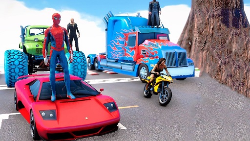 蜘蛛英雄交通赛车3d游戏